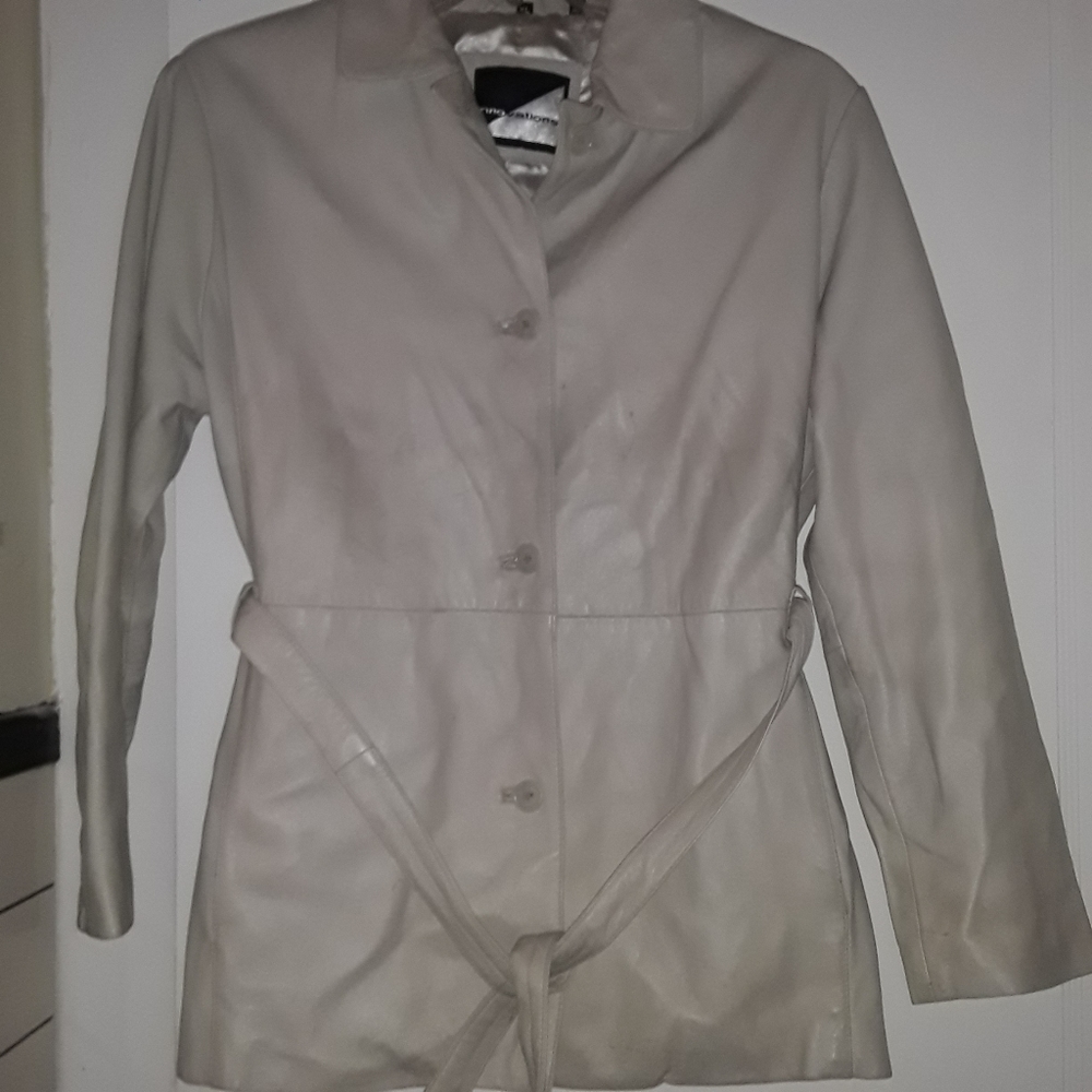 Innovations Biege Leather Coat Size Large